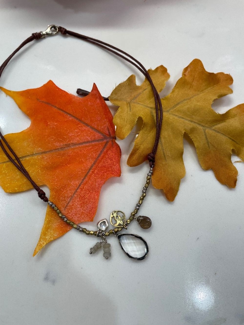 VINTAGE Silpada Designs .925 necklace fleur de lis leather cord